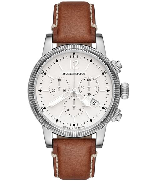 the utilitarian leather-strap watch burberry women|Burberry Women's BU7817 The Utilitarian Analog Swiss Quartz .